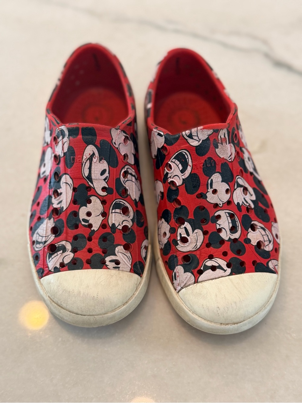 Native Shoes Kids Red Mickey Mouse Slip-On Sneakers